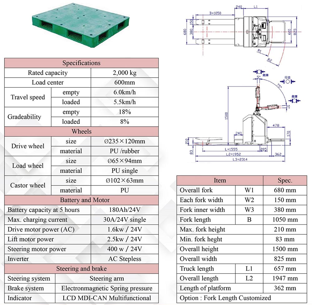 APT-20 Floating Fork EPS Electric Pallet Truck working flow